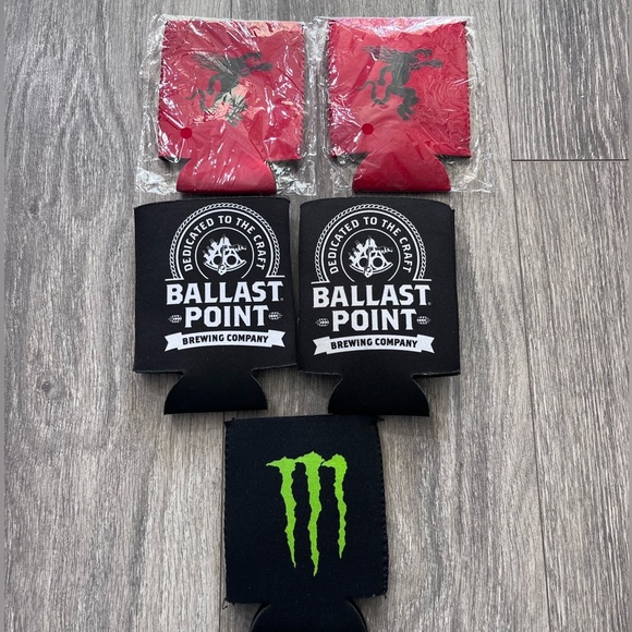 Beer Koozie Bundle – 5 Total – Ballast Point, Fireball, Monster – New - Picture 1 of 2